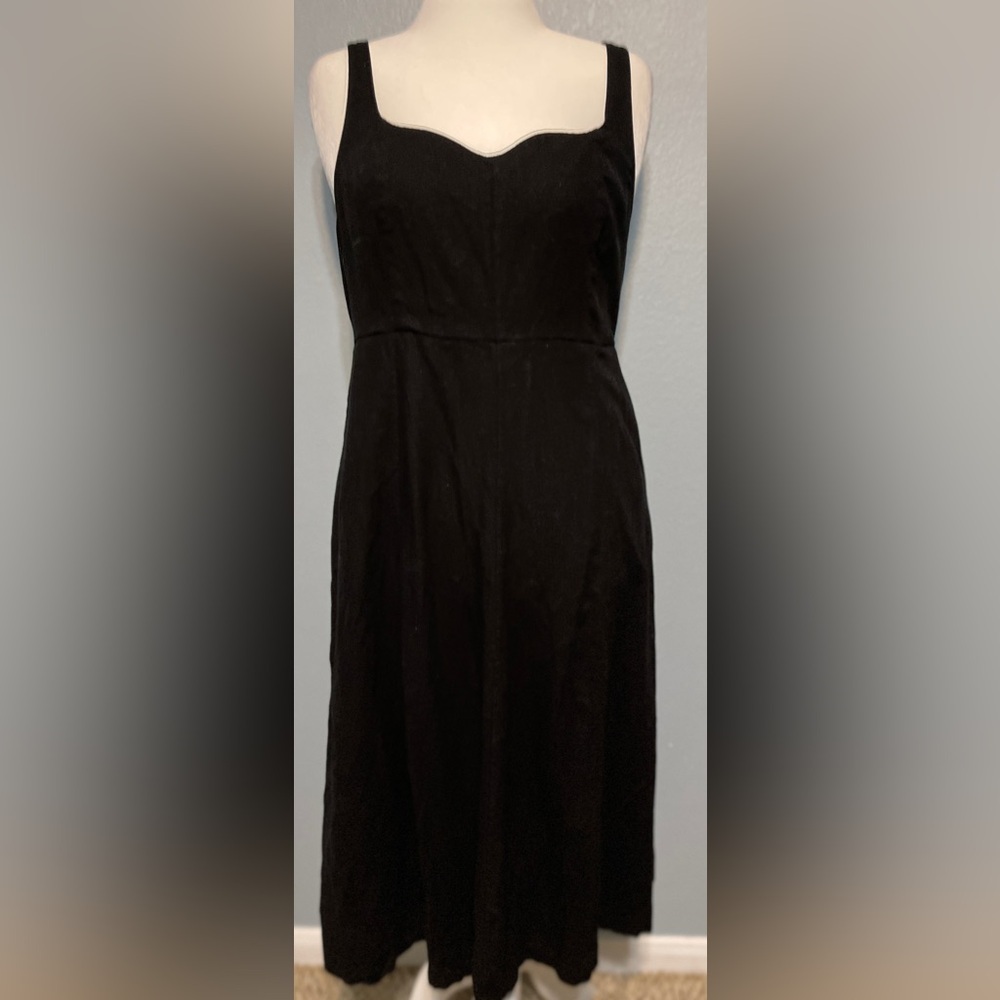 Old Navy Black Midi Dress Fit & Flare Sleeveless Minimal Capsule Pockets Large - Picture 2 of 9